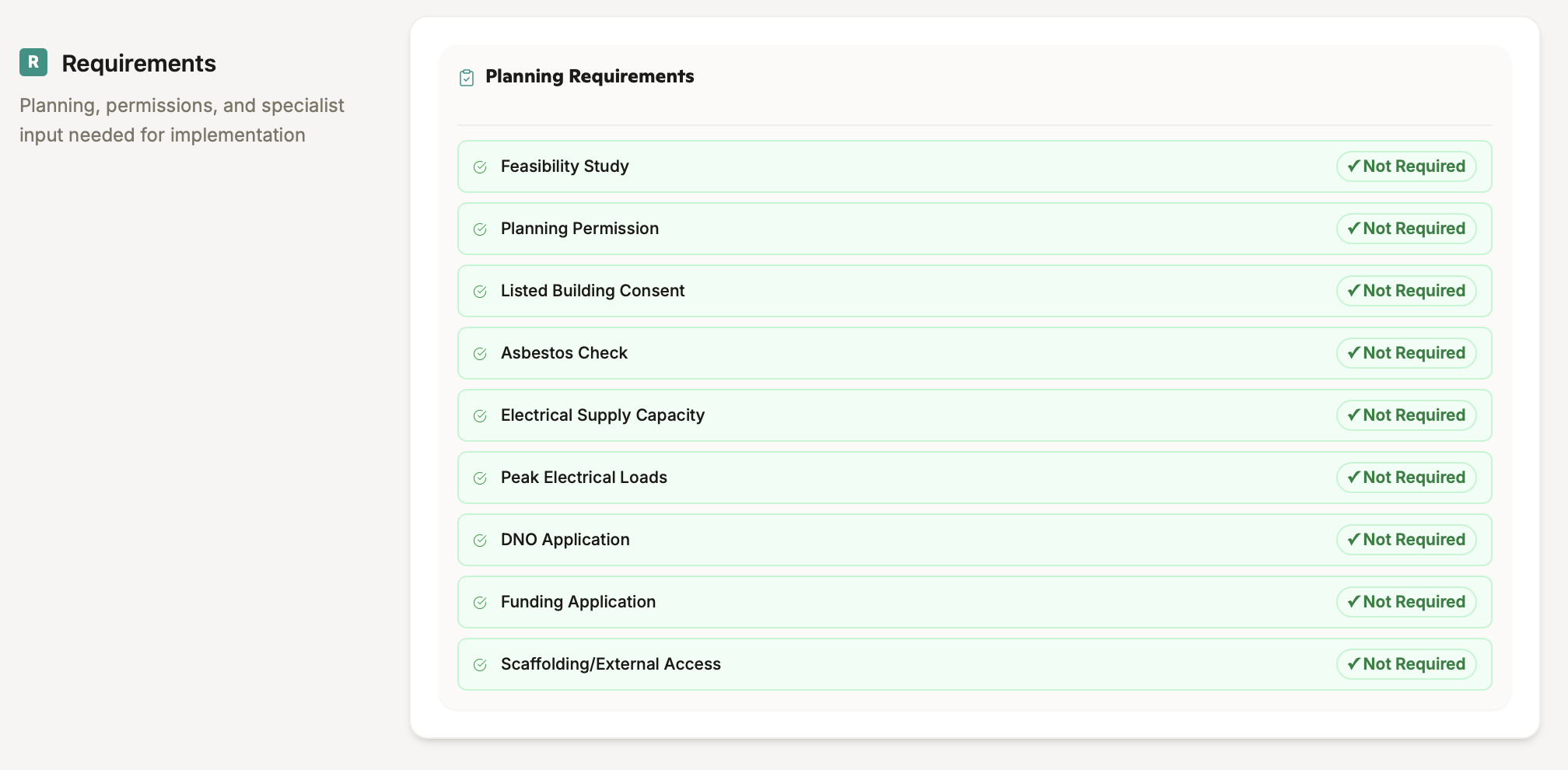What it needs — surveys, permissions, specialist input.